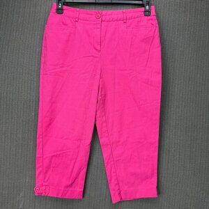 Studio Works Petite Womens 10P Hot Pink Capri Pants Stylish Summer Wear